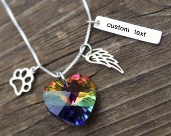 Pet Loss Rainbow Bridge Heart Necklace | Pet Loss Sympathy Gift | Cat Dog Memorial Jewelry