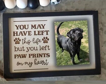 Pet Memorial Shadowbox | Cat Memorial or Dog Memorial | Engraved Pet Remembrance Frame | Wall Hanging Keepsake