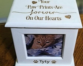 Pet Memorial Urn for Cremation Ashes Fur Keepsake with Photos - Cat Urn Dog Urn - Pet Urn Memorial Box - Pet Cremation