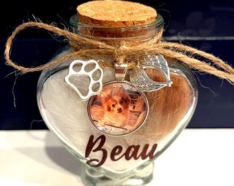 Pet Fur Memorial Keepsake Jar - Cat hair Memorial - Dog fur Memorial - loss of Pet remembrance - Cat Keepsake Gift - loss of pet