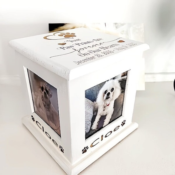 Urne pour chien | Urne pour chat | animal de compagnie avec photo | Cadre photo commémoratif pour animaux de compagnie | Urne personnalisée pour chiens | Urne pour chat