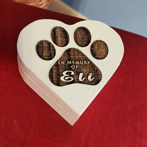 Pet Memorial Keepsake for Hair - Wood Heart box for fur - loss of pet - Dog Keepsake photo - Cat Personalized Gift