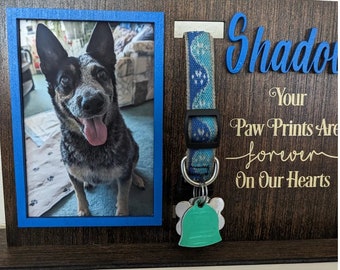 Pet Collar Memorial Frame - CUSTOM Pet Gift |Pets Picture Custom Quote & Name| Cat Memorial Tags Dog Collar Memorial