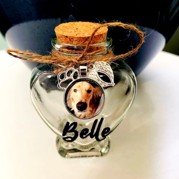 Custom Pet Hair Keepsake Jar | Personalized Cremation Memory Jar | Dog & Cat Fur Memorial | Loss of Pet Remembrance