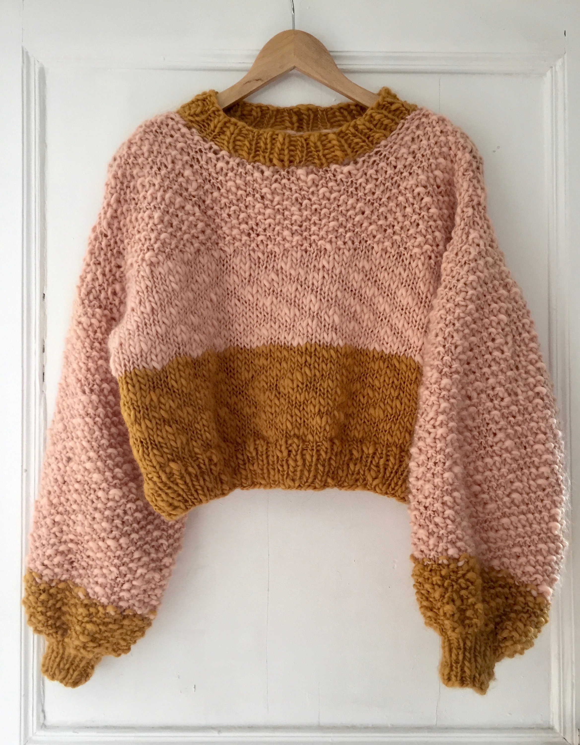 Cropped Wool Sweater Puffy Sleeves Etsy