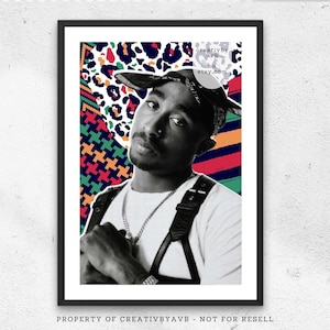 Tupac Portrait Art |  African American Art | Wall Art | Tupac Print | 2pac Artwork | African Art | Halftone Art