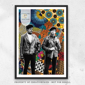 Black Panther Party | Bobby Seal | Huey P Newton Colourful Portrait Art | Afro Art | Wall Art | African American Art | Halftone Art