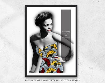 Eartha Kitt Portrait Print | Halftone African Art, 1950s