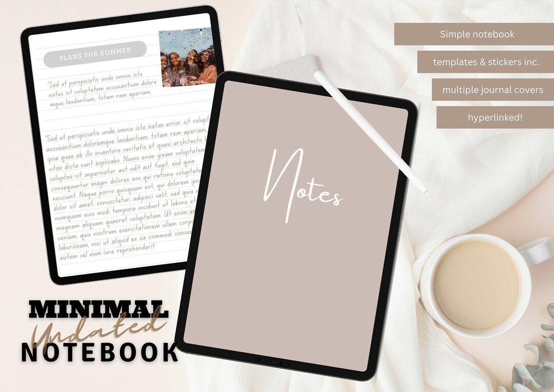Minimal Digital Notebook Planner: Hyperlinked Goodnotes (PDF Pattern ...