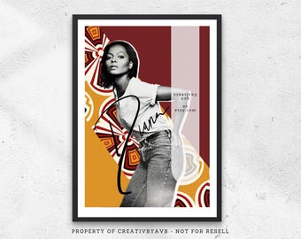 Impression d'art Diana Ross | Portrait coloré, oeuvre d'art de femme noire
