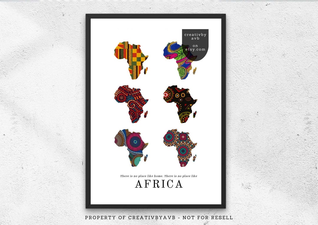 African Map Wall Art Kente Africa Wall Art Africa Map African Wall Art African Fabric Art Ankara