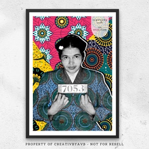 Rosa Parks Colourful Portrait Art | Black Woman Art | Wall Art | Rosa Parks Artwork | African Art | Halftone Art