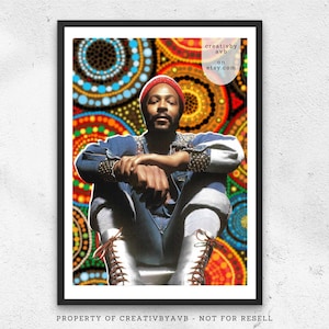 Marvin Gaye Colourful Portrait Art | Black Woman Art | Wall Art | Marvin Gaye Artwork | African Art | Halftone Art
