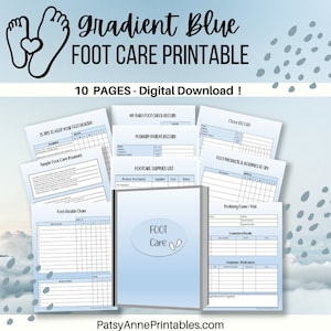 Blue Gradient Foot Care Printable | Foot Care Printable | Instant Download!