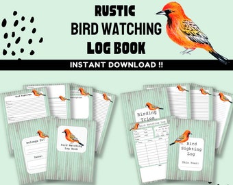 Rustic Bird Watching Log Book | Bird Watching Printable Journal | Instant Download!