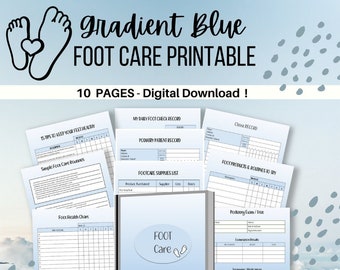 Blue Gradient Foot Care Printable | Foot Care Printable | Instant Download!
