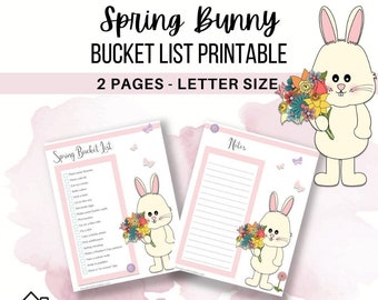Spring Bunny Bucket List Printable | Bunny Bucket List Printable | Instant Download!