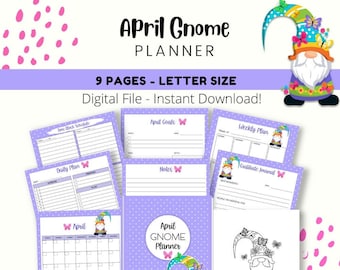 April Gnome Planner | Printable April Gnome Planner | Gnome Design April Planner | Instant Download!