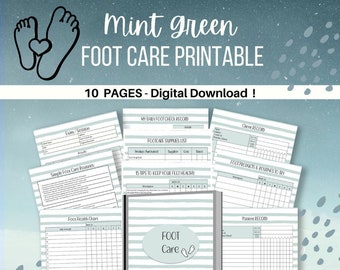 Mint Green Stripe Foot Care Printable | Healthy Feet Printable | Instant Download!