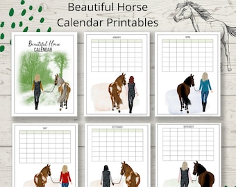 Beautiful Horse Undated Calendar | Horse Calendar Printable | Instant Download!