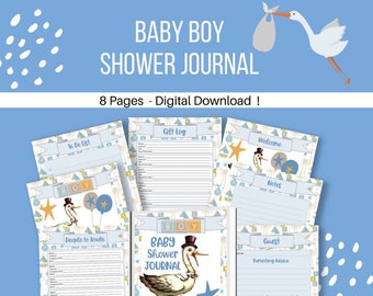 Baby Boy Shower Journal Printable | Baby Boy Shower Planner