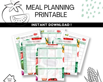 Printable Meal Planner, Monthly Meal Planner, Weekly Meal Planner, Grocery List, Meal Ideas, Meal Planning