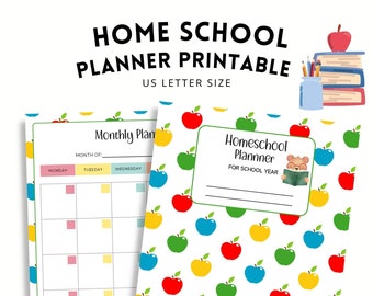 Home School Planner Apple Theme, Printable HomeSchool Planner, Instant Download!