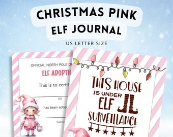 Christmas Pink Elf Journal, Elf Christmas Planner Printable, Instant Download!