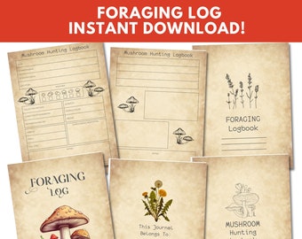 Foraging Log, Mushroom Hunting, Herbal Healing, Herb Hunting, Nature Journal, Instant Download!