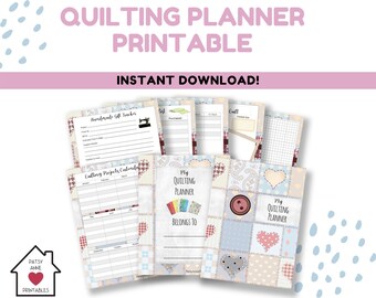 Quilting Planner - Heart Theme | DIY Craft Ideas | I Love Quilting | INSTANT Download PDF