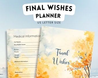 Final Wishes, Last Will, Funeral Planner, Beneficiary Info, Estate Planning Binder, Will Preparation, End of Life Planner Printable