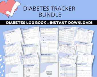 Diabetes Tracker Bundle | Diabetic Planner Printable | Diabetes Log Book