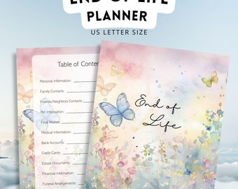 End of Life Planner Printable, Final Wishes, Last Will, Funeral Planner, Beneficiary Info, Estate Planning Binder, Will Preparation