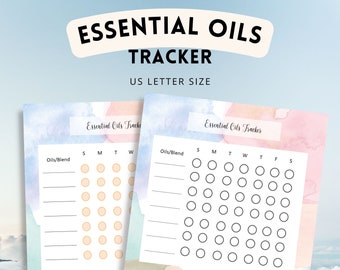 Printable Essential Oils Tracker, Aromatherapy, Spa, Healing