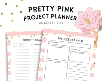 Pretty Pink Project Planner, Plan and Track each Project, Instant Download!