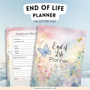 End of Life Planner Printable, Final Wishes, Last Will, Funeral Planner, Beneficiary Info, Estate Planning Binder, Will Preparation image 1