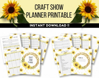 Craft Show Sunflower Planner Printable,  Craft Fair Planner, Handmade Seller Event Planner, Floral Printable