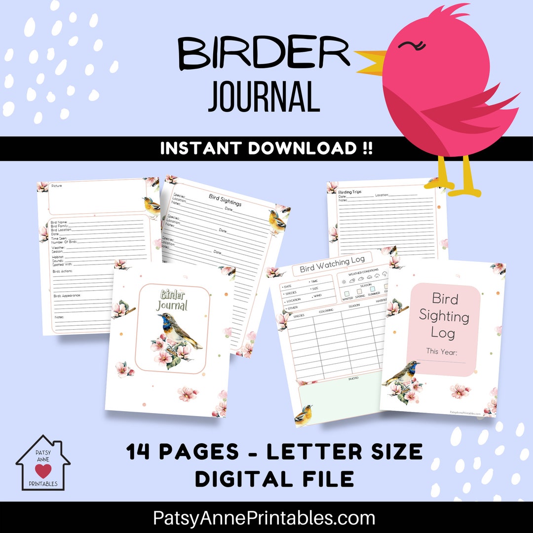 Birder Journal | Birder Printable | Bird Watching Log Book | Instant ...