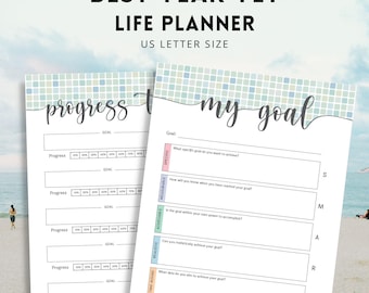 Mosaic Best Year Yet Planner Printable, Life Goals Journal, Instant Download!