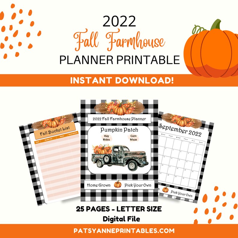 2022 Fall Farmhouse Planner Farmhouse Printable Instant Download - Etsy