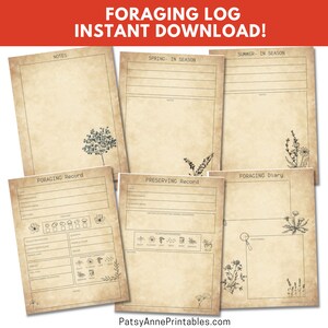 Foraging Log, Mushroom Hunting, Herbal Healing, Herb Hunting, Nature Journal, Instant Download image 2