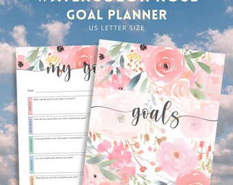 Watercolor Rose Goal Planner, Best Year Yet Life Goals Planner, Soft Rose Theme Goals Printable, Instant Download!