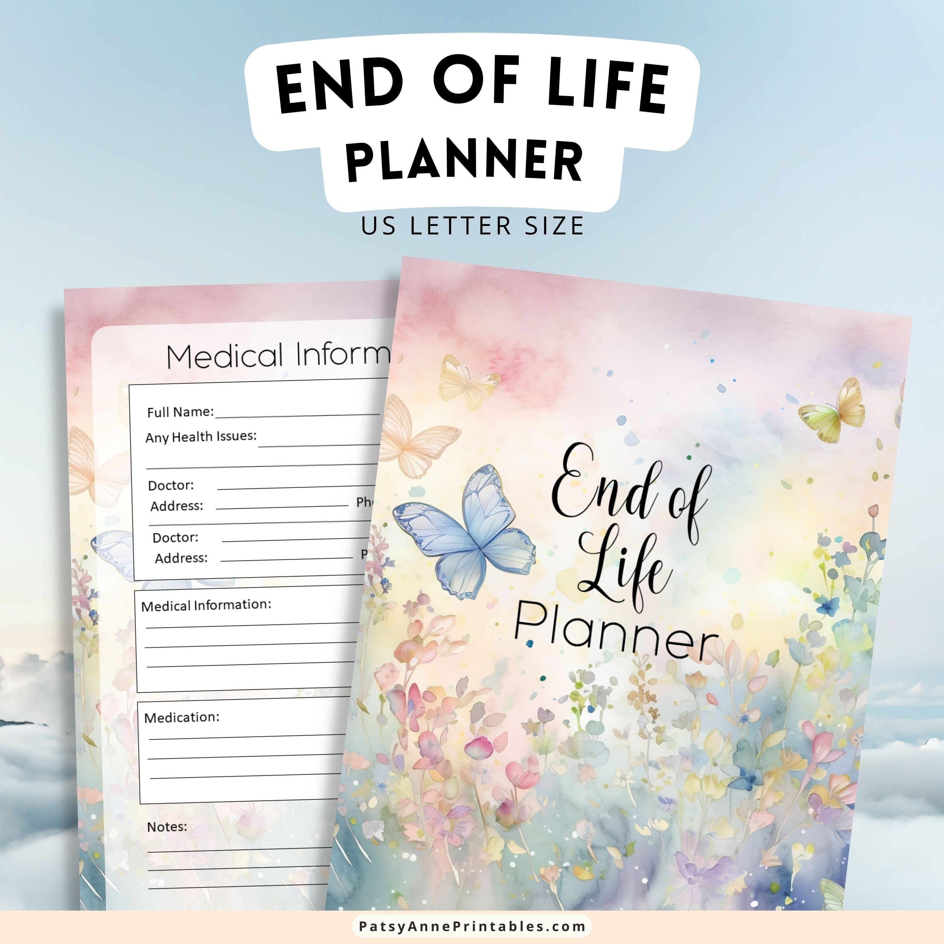 End of Life Planner Printable, Final Wishes, Last Will, Funeral Planner