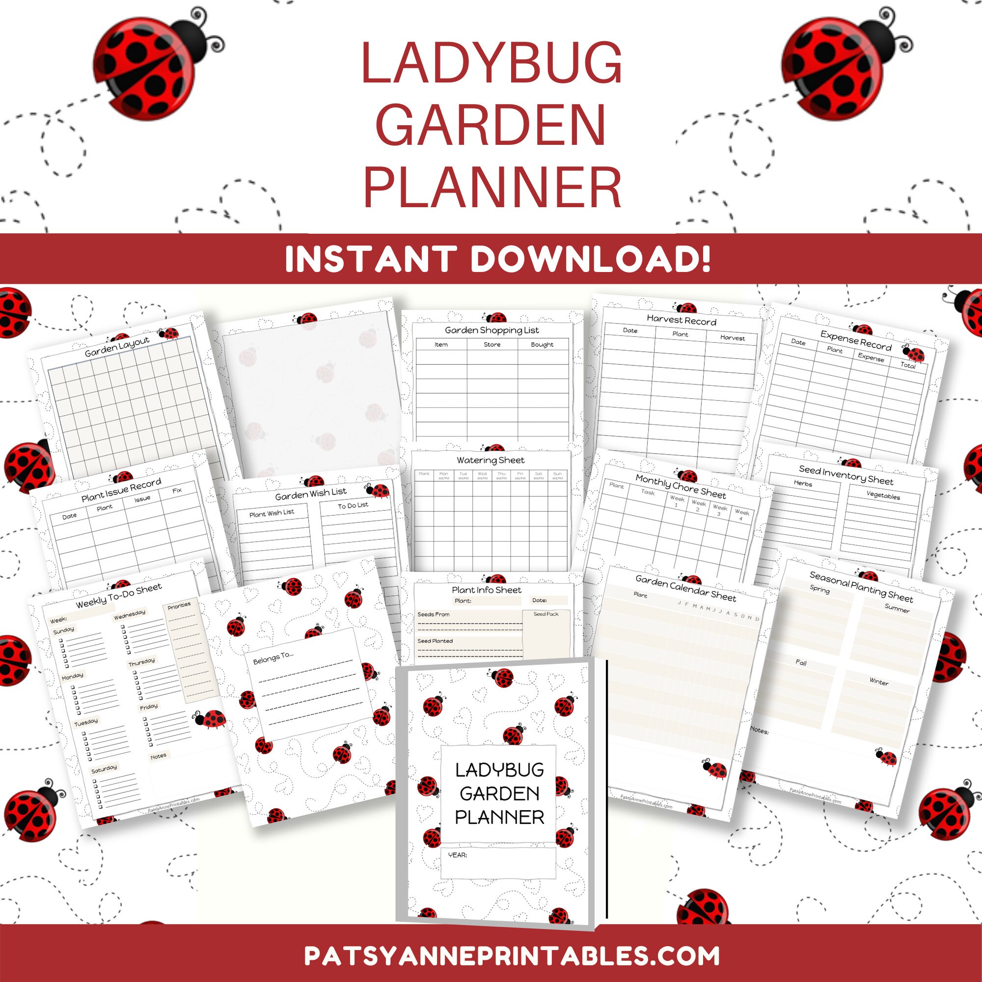 Ladybug Garden Planner Printable Garden Planner Notebook - Etsy