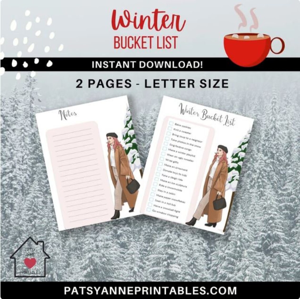 Winter Bucket List Printable | Bucket List Printable | Instant Download ...