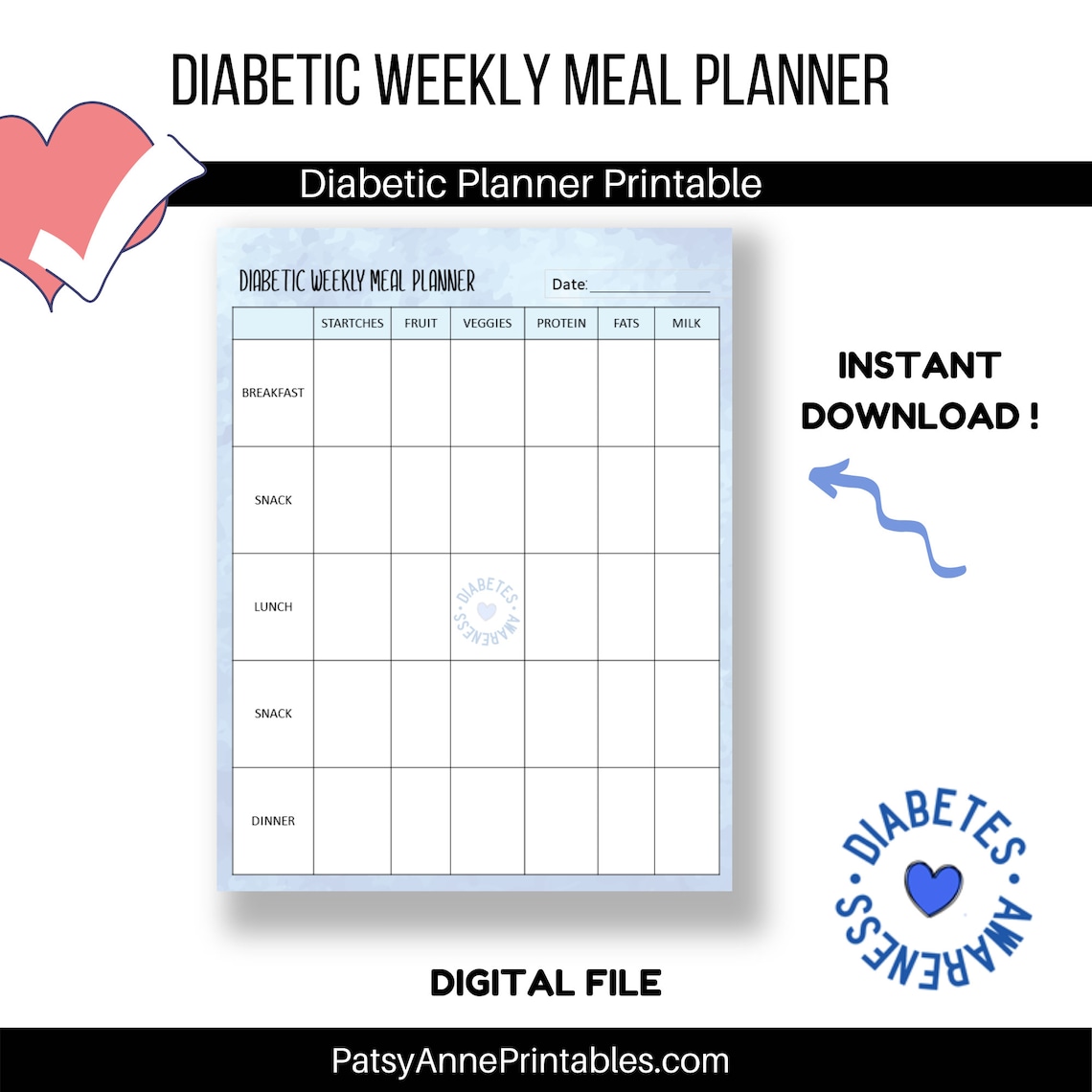 My Diabetic Planner Diabetic Planner Printable Diabetes Etsy