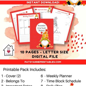 November Gnome Planner Printable Instant Download - Etsy