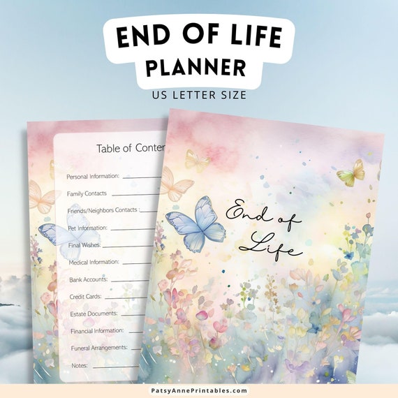 End of Life Planner Printable, Final Wishes, Last Will, Funeral Planner, Beneficiary Info, Estate Planning Binder, Will Preparation