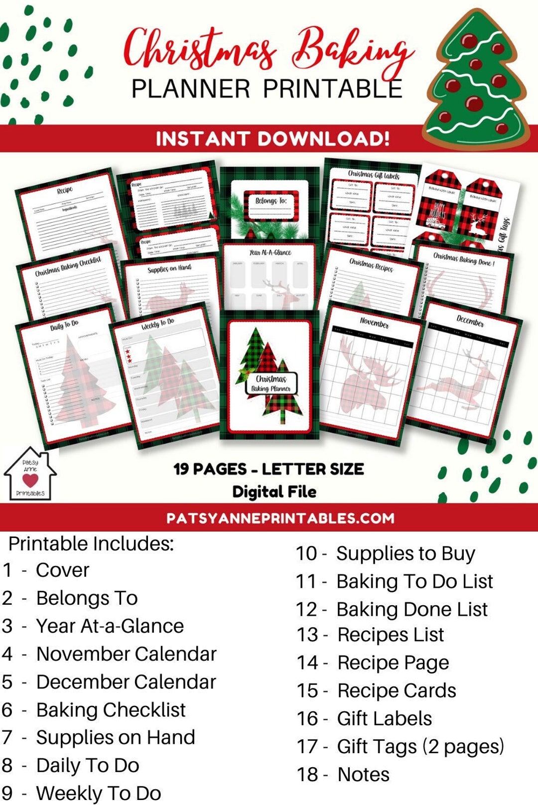 Christmas Baking Planner Printable Holiday Baking Planner Printable