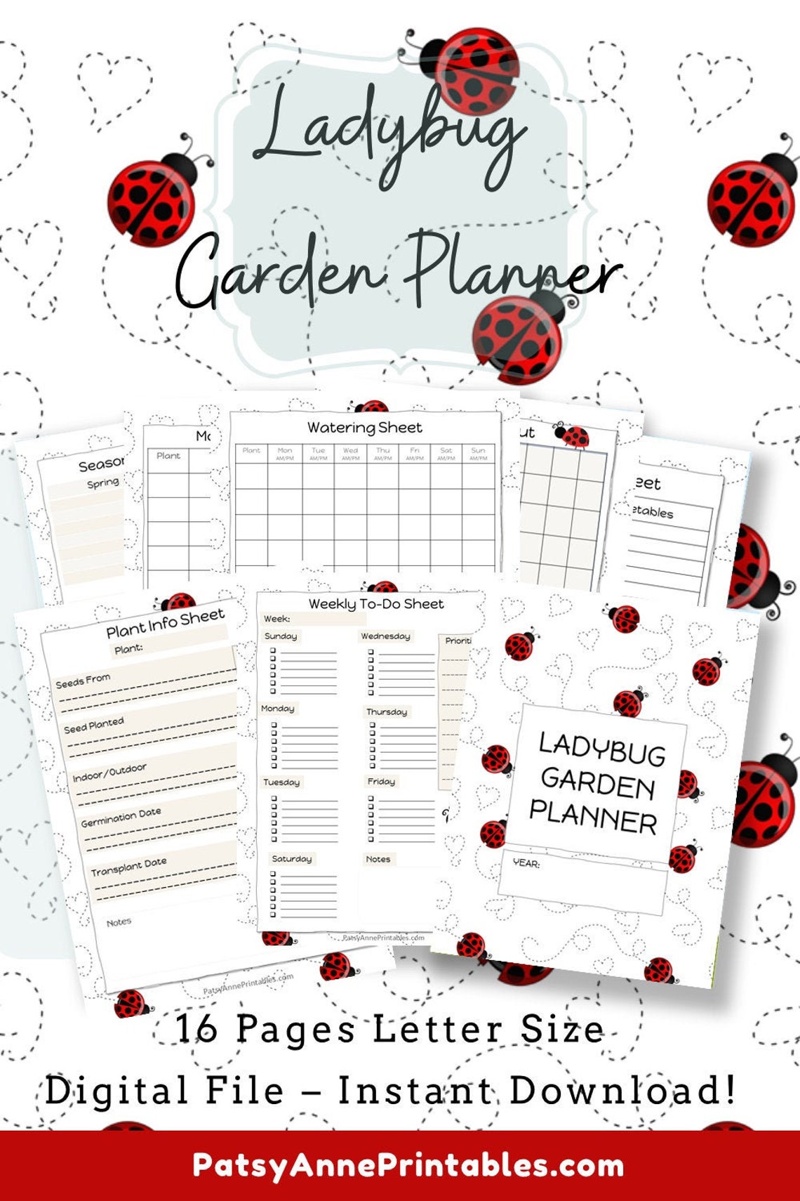 Ladybug Garden Planner Printable Garden Planner Notebook - Etsy